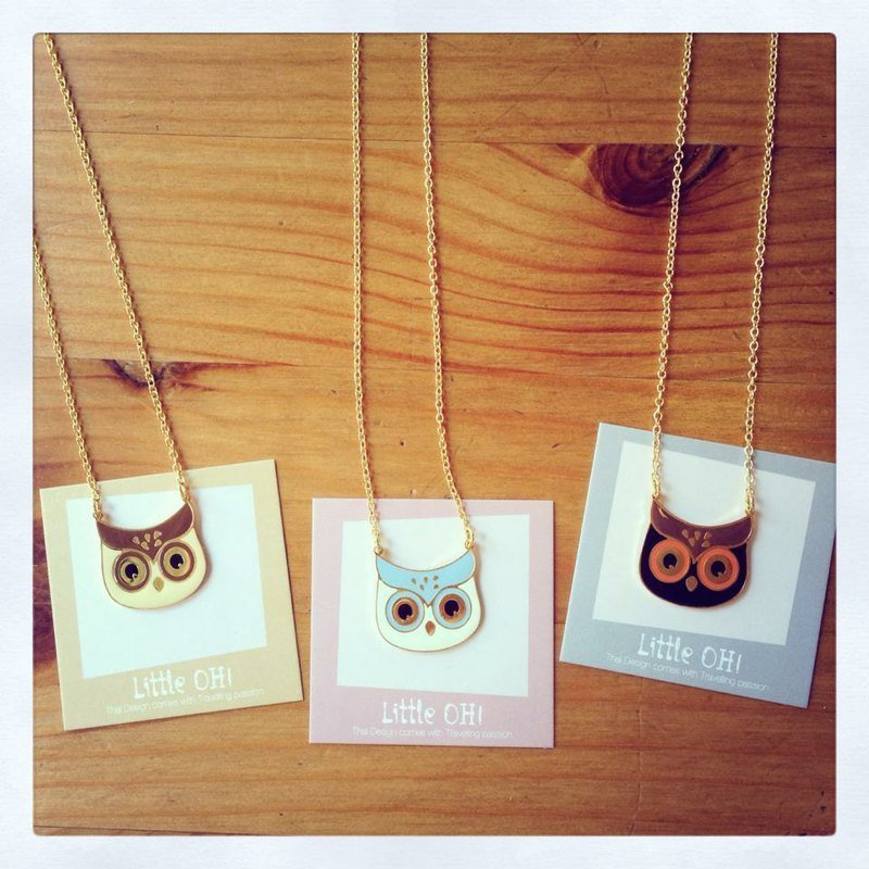 猫头鹰 mini短链 - 项链 - 其他金属 咖啡色