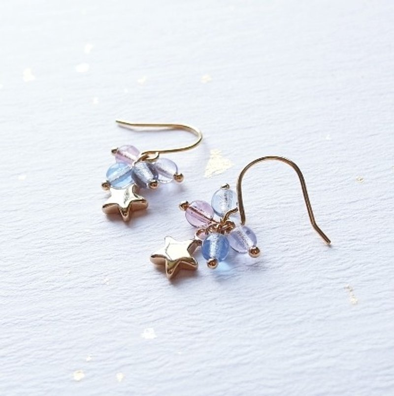 糖果地球 星星小串耳环 14K GF项链 送礼 天然石 轻珠宝 水晶  - 耳环/耳夹 - 玻璃 多色