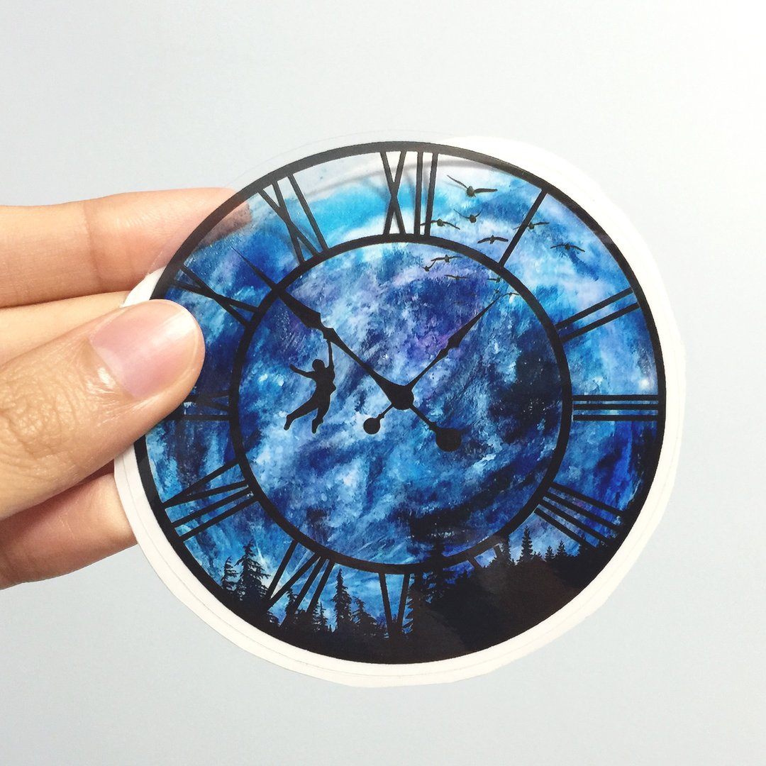时光旅人/时钟/蓝月亮 透明贴纸  (Wanderer Sticker) - 贴纸 - 纸 蓝色