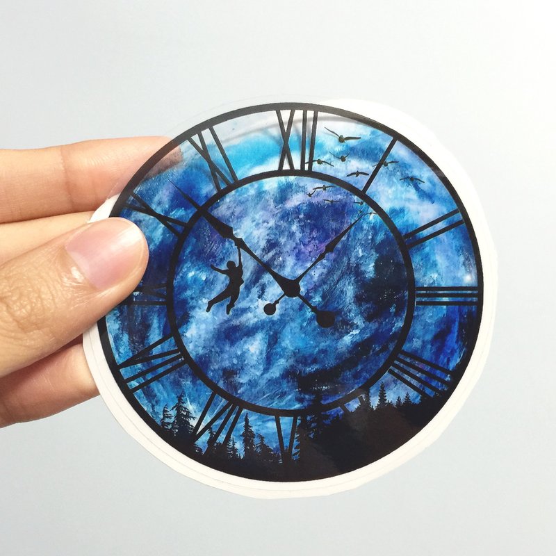 时光旅人/时钟/蓝月亮 透明贴纸  (Wanderer Sticker) - 贴纸 - 纸 蓝色