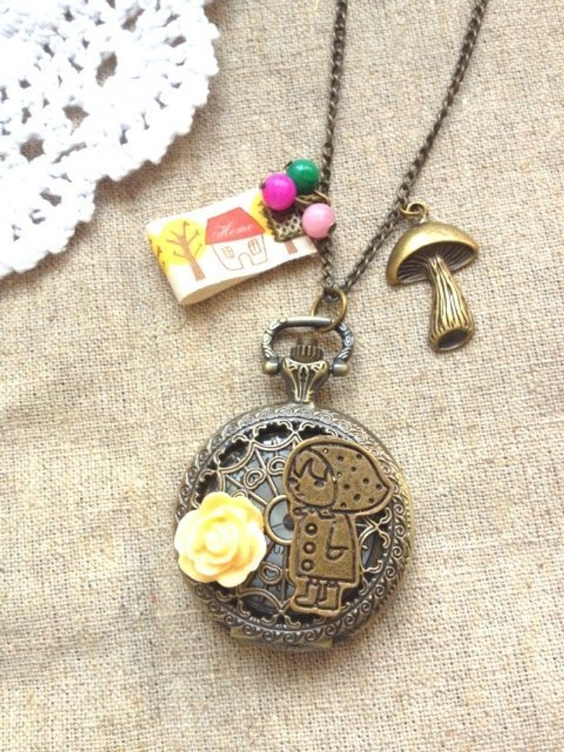 [imykaka] ♥森林中的女孩怀表项炼    情人节 礼物 - 项链 - 其他金属 多色