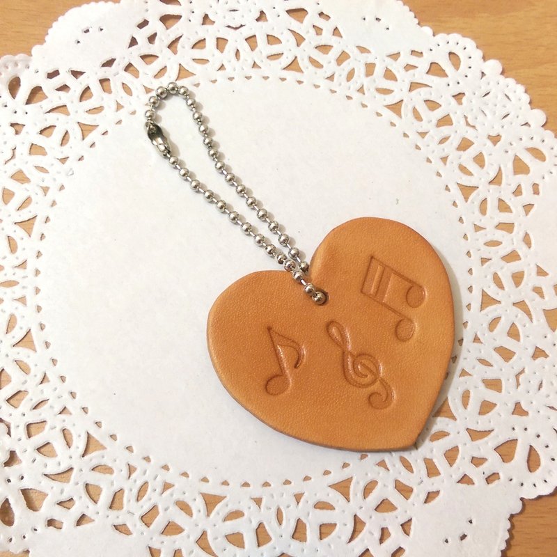 【爱心真皮皮革音符钥匙圈(茶色)】音乐 乐器 音符 皮革 手创 定制化 订做《米思熊》毕业礼物 - 吊饰 - 真皮 咖啡色