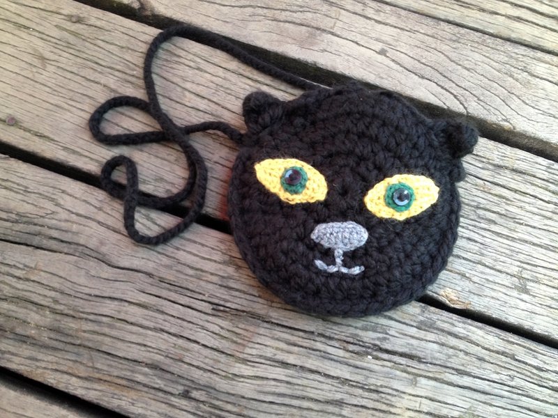 【endorphin】手工毛线编织黑猫小包 - 侧背包/斜挎包 - 其他材质 黑色