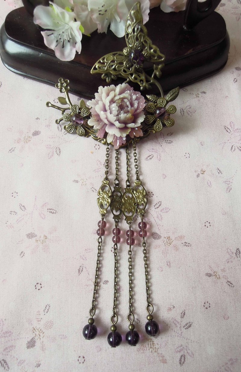 《拢云阁》古典气质中国风/发夹发饰 　余影留香(紫) - 发饰 - 其他金属 