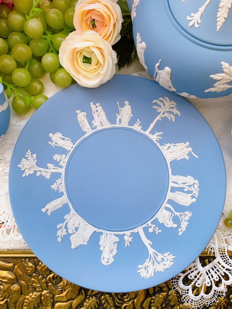 英国骨瓷Wedgwood jasper 蓝色碧玉浮雕希腊神话瓷盘 蛋糕盘礼物 - 盘子/餐盘/盘架 - 瓷 蓝色