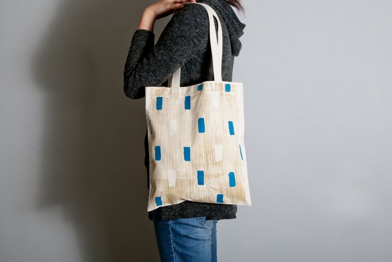 手绘手印 胚布提袋【Brush】单面/双面 手提/肩背 - 侧背包/斜挎包 - 棉．麻 金色