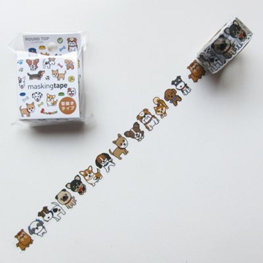 ROUND TOP 日本和纸胶带　　　　(RT-MK-009 汪汪狗狗) - 纸胶带 - 纸 多色