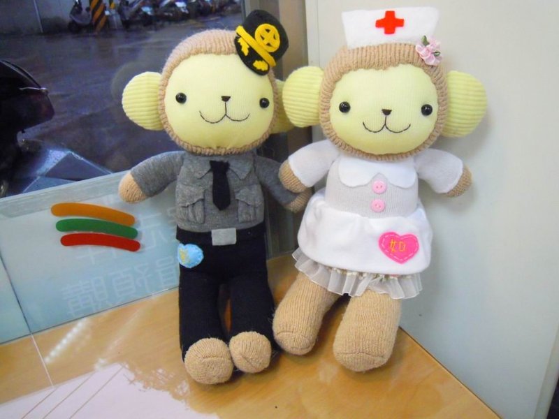 警察豆猴.护士豆猴婚礼娃娃40厘米/一对 - 玩偶/公仔 - 其他材质 