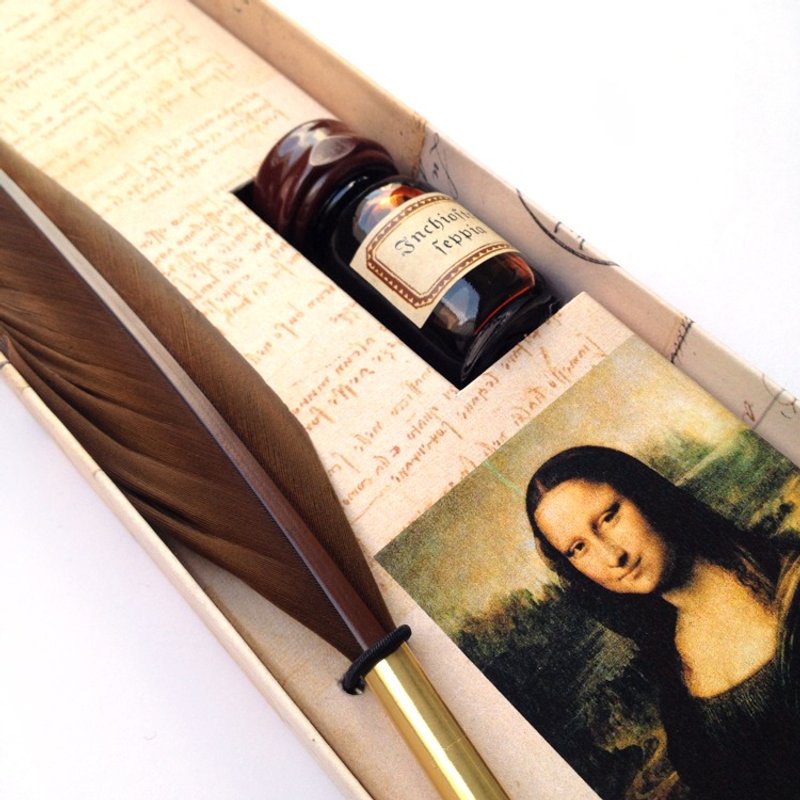 LEVI/07 意大利羽毛沾水笔礼盒-达文西系列 / 蒙娜丽莎 - 蘸水笔 - 其他材质 咖啡色