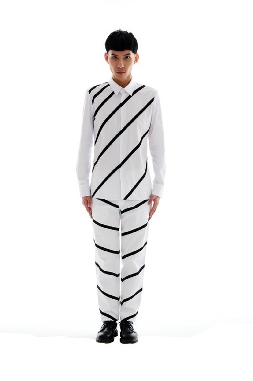 Sevenfold  Ramp gradient line shirt 渐层线条衬衫 - 男装衬衫 - 棉 白色