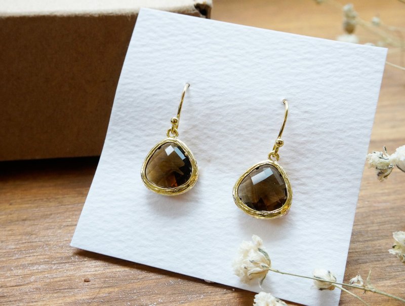 Edith & Jaz • 诞生石系列 - 茶晶耳环 (十一月) - 耳环/耳夹 - 宝石 咖啡色