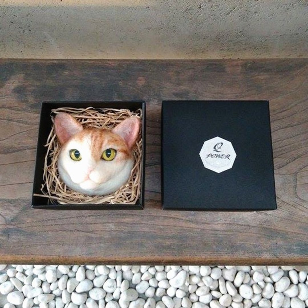 定制羊毛毡猫咪胸针礼盒/ 订制仿真猫咪羊毛毡别针 - 玩偶/公仔 - 羊毛 多色
