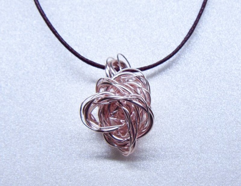 Metal-手作螺旋玫瑰金花链 - 玫瑰金(纯手工制作.礼物.饰品.美国进口.项链.礼盒.金属线.仿皮绳) - 项链 - 其他金属 红色