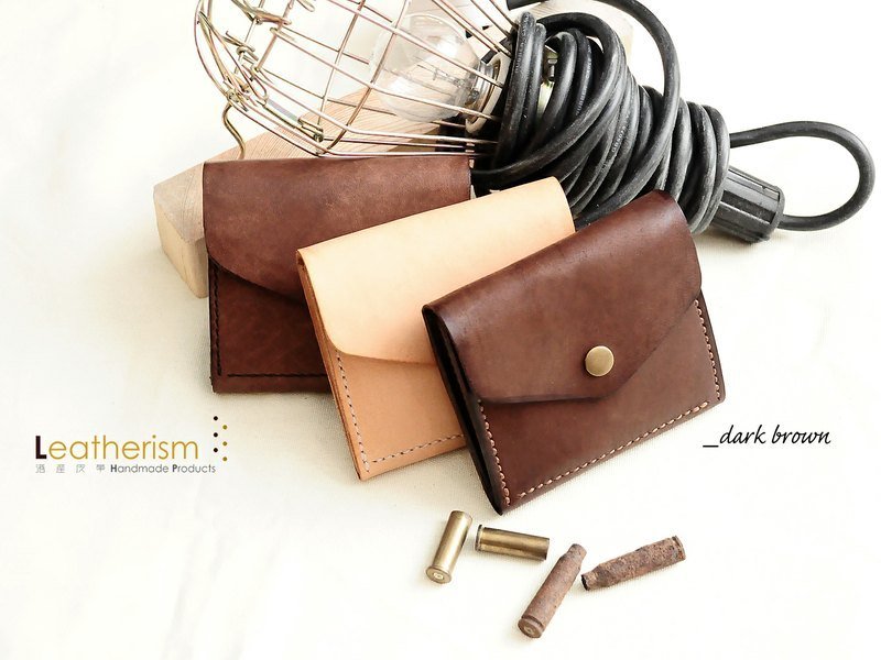 手缝植鞣牛皮银包系列之Dark Brown《壹》by Leatherism Handmade Products - 零钱包 - 真皮 