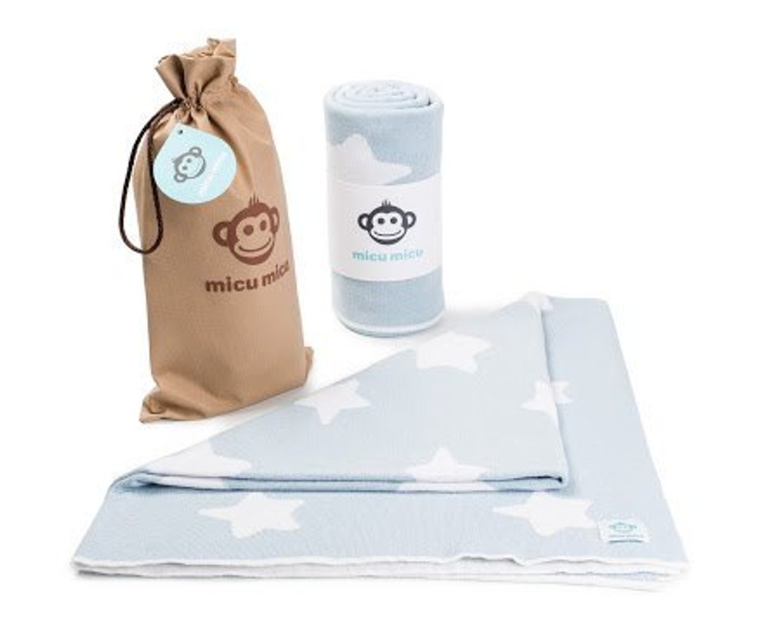 Micu Micu 西班牙有机棉毯*粉蓝星星 - 寝具 - 棉 