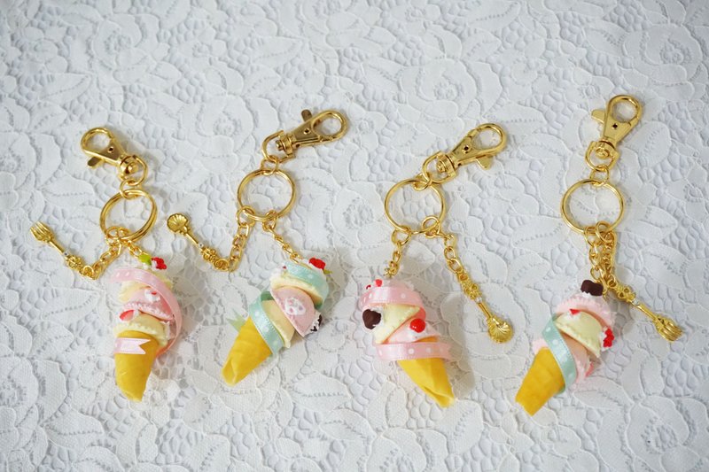 仿真-缤纷冰淇淋甜筒造型钥匙圈/婚礼小物 - 钥匙链/钥匙包 - 粘土 