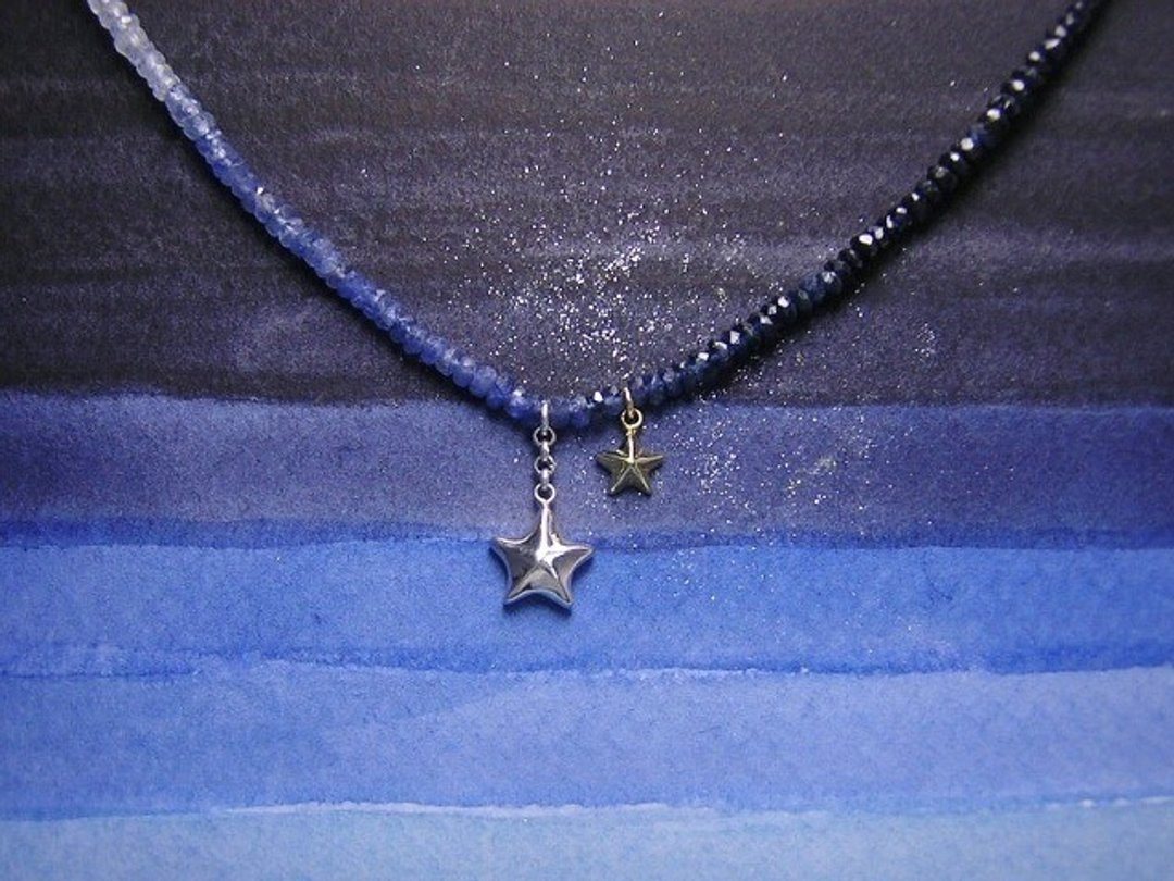 stars ε ( sapphire gold silver star jewelry necklace 星 海星 金 銀 蓝宝石 颈链 项链 ) - 项链 - 其他材质 蓝色