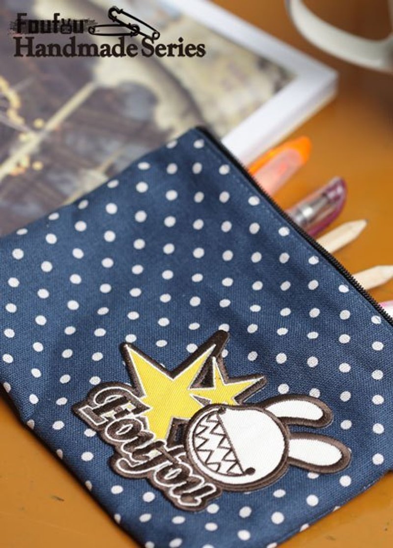 《Foufou》-手工化妆/万用包-棉质布+贴布绣车缝款(星星邦妮-点点款)   - 其他 - 其他材质 