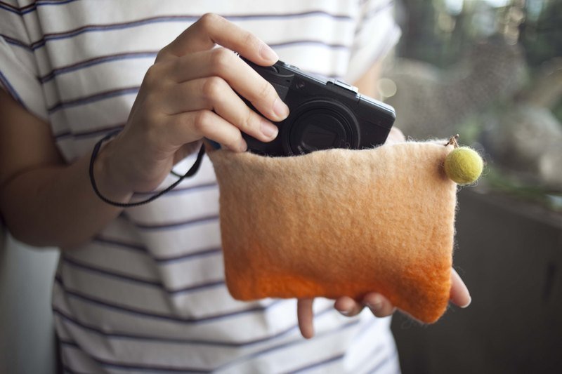 渐层万用包(橘) - 相机包/相机袋 - 羊毛 黄色