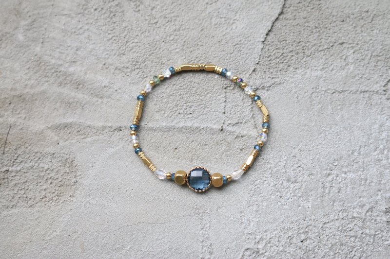 <☞ HAND IN HAND ☜> 水晶-蛋白质 黄铜手环 (0397) - 手链/手环 - 宝石 蓝色