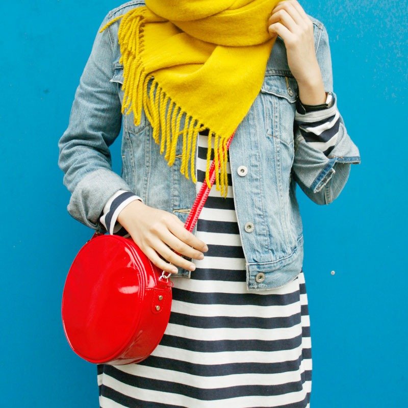 U-PICK 镜面圆挎包 可爱亮丽时尚斜跨包随身包单肩包手拎包开学季 - 侧背包/斜挎包 - 真皮 红色