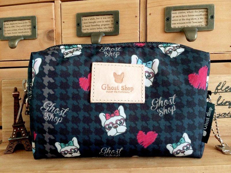 法斗化妆包-爱心眼镜法斗 - 化妆包/杂物包 - 其他材质 黑色