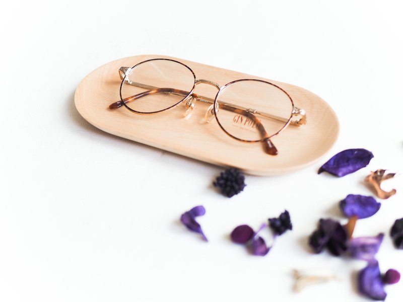 河水山 - 纯真年代红色镜面碎花 镜脚金色波纹圆玳瑁金眼镜 Japan - 眼镜/眼镜框 - 其他金属 红色