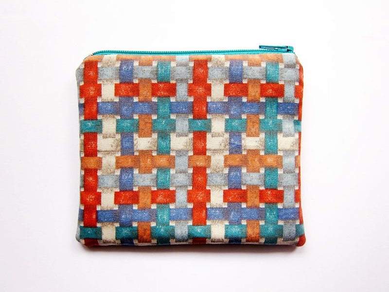 拉链包/零钱包/手机套 仿编织印花布 - 零钱包 - 其他材质 红色