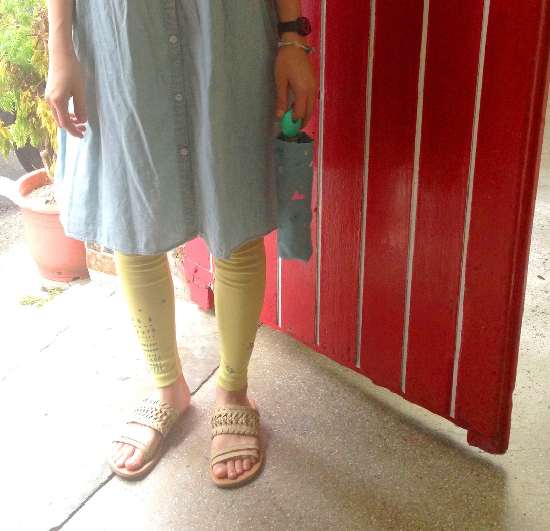 小树草莓热气球 弹性舒服内搭裤 - 女装长裤 - 棉 黄色