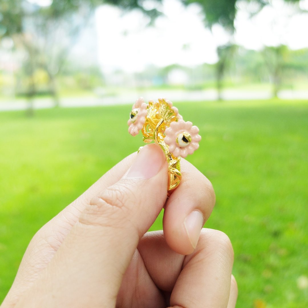 花里的眼睛黄铜戒指 （粉红色） - 戒指 - 其他金属 粉红色
