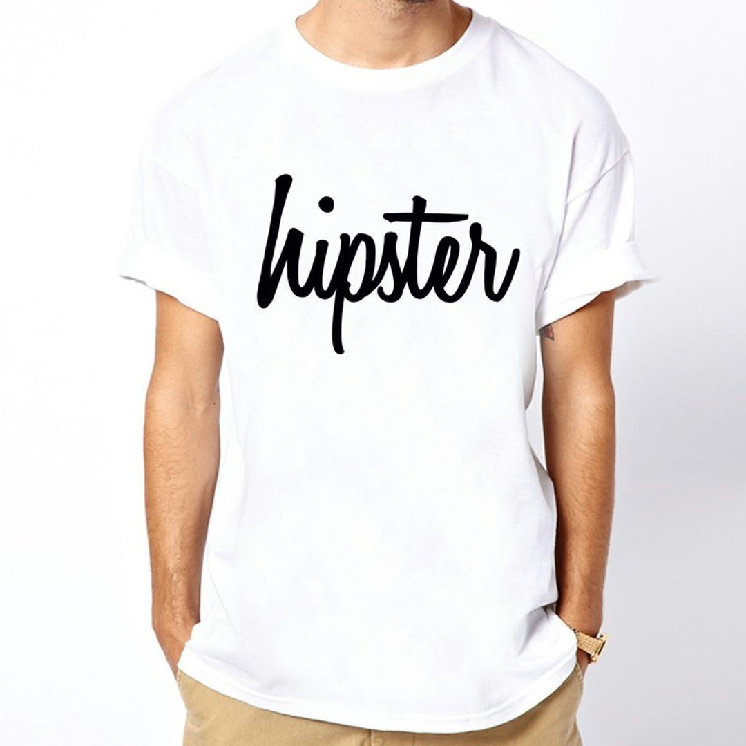 hipster Logo短袖T恤-白色 平价设计自创品牌white t-shirt - 男装上衣/T 恤 - 棉 白色