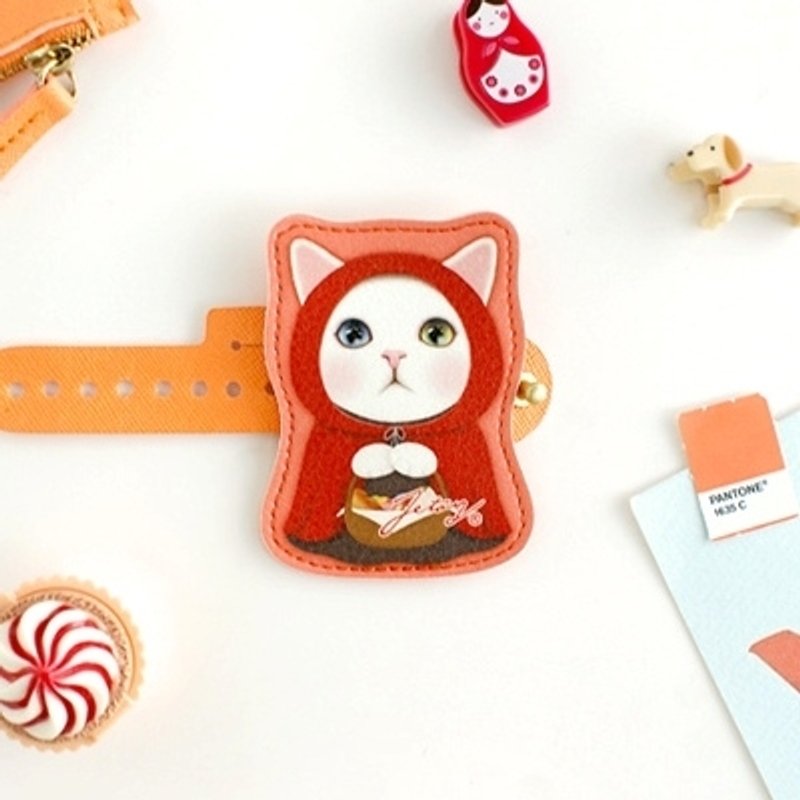 Jetoy,Choo choo甜蜜猫多用途卷线器_Red hood (J1304101) - 卷线器/电线收纳 - 真皮 橘色