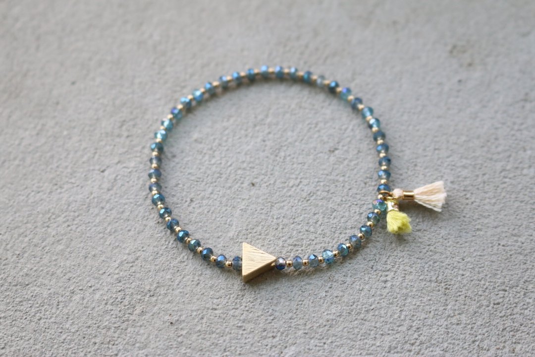 <☞ HAND IN HAND ☜>水晶-三角猫 手环 (0143) - 手链/手环 - 宝石 绿色