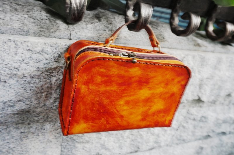 Sienna(皮箱系列)真皮手工小小皮箱 - 行李箱/行李箱保护套 - 真皮 咖啡色