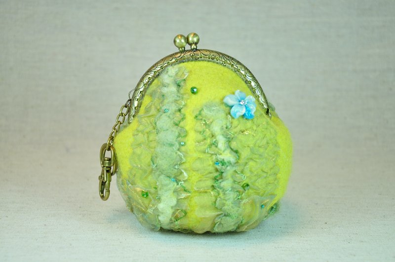 混织口金包--黄莺绿色 - 零钱包 - 羊毛 绿色