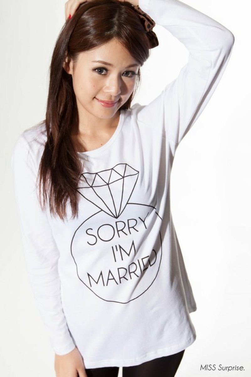 Miss Surprise / Sorry I'm Married Tee 钻石 结婚 白色 T恤 - 女装 T 恤 - 其他材质 白色