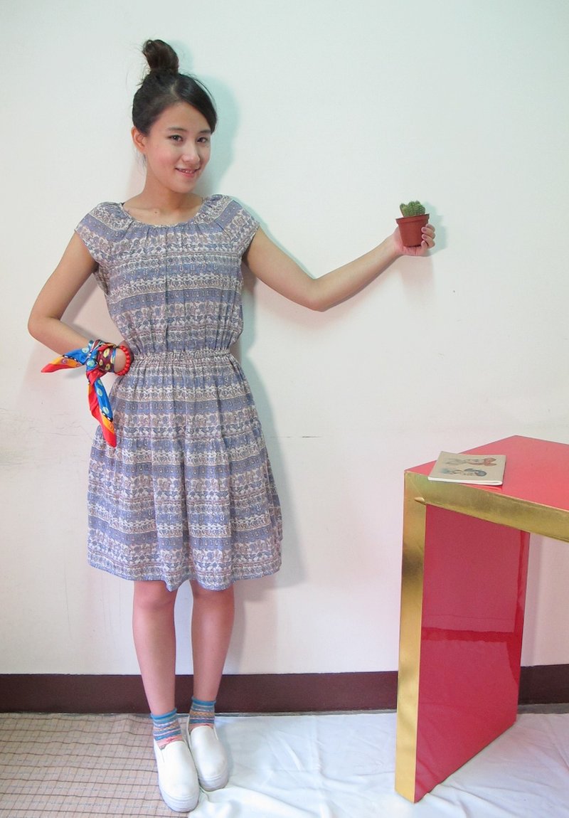 古着洋装_/ 紫罗兰 / 印花 / 雪纺 - 洋装/连衣裙 - 其他材质 紫色