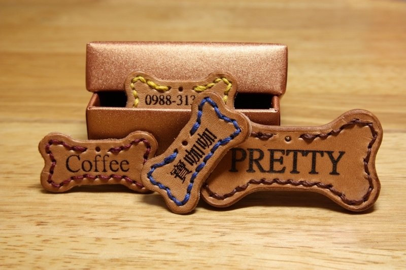 天月手创皮件 宠物 防走失 暖心真皮 手缝 名牌 - 项圈/牵绳 - 真皮 多色