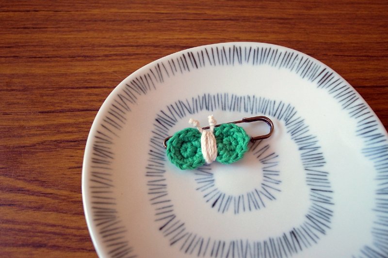 随身风景~绵编蝴蝶别针(草地绿) - 胸针 - 其他材质 绿色