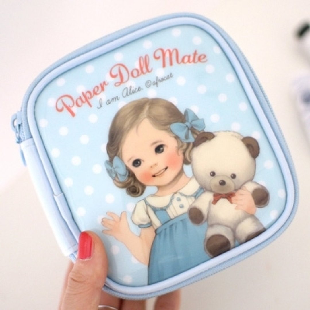 韩国 Afrocat paper doll mate make-up pouch small 化妆包 方形 防水 - 化妆包/杂物包 - 其他材质 
