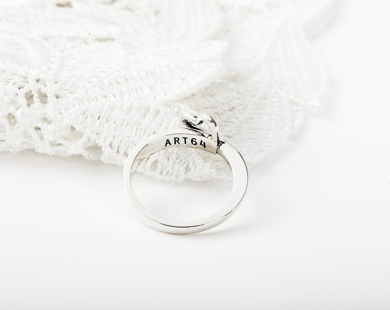 戒指 情缘 925 纯银戒指-ART64-爱心戒指 - 戒指 - 纯银 灰色