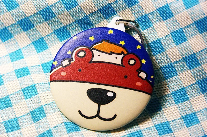 小熊与小男孩 镜子钥匙圈 - 吊饰 - 其他材质 蓝色