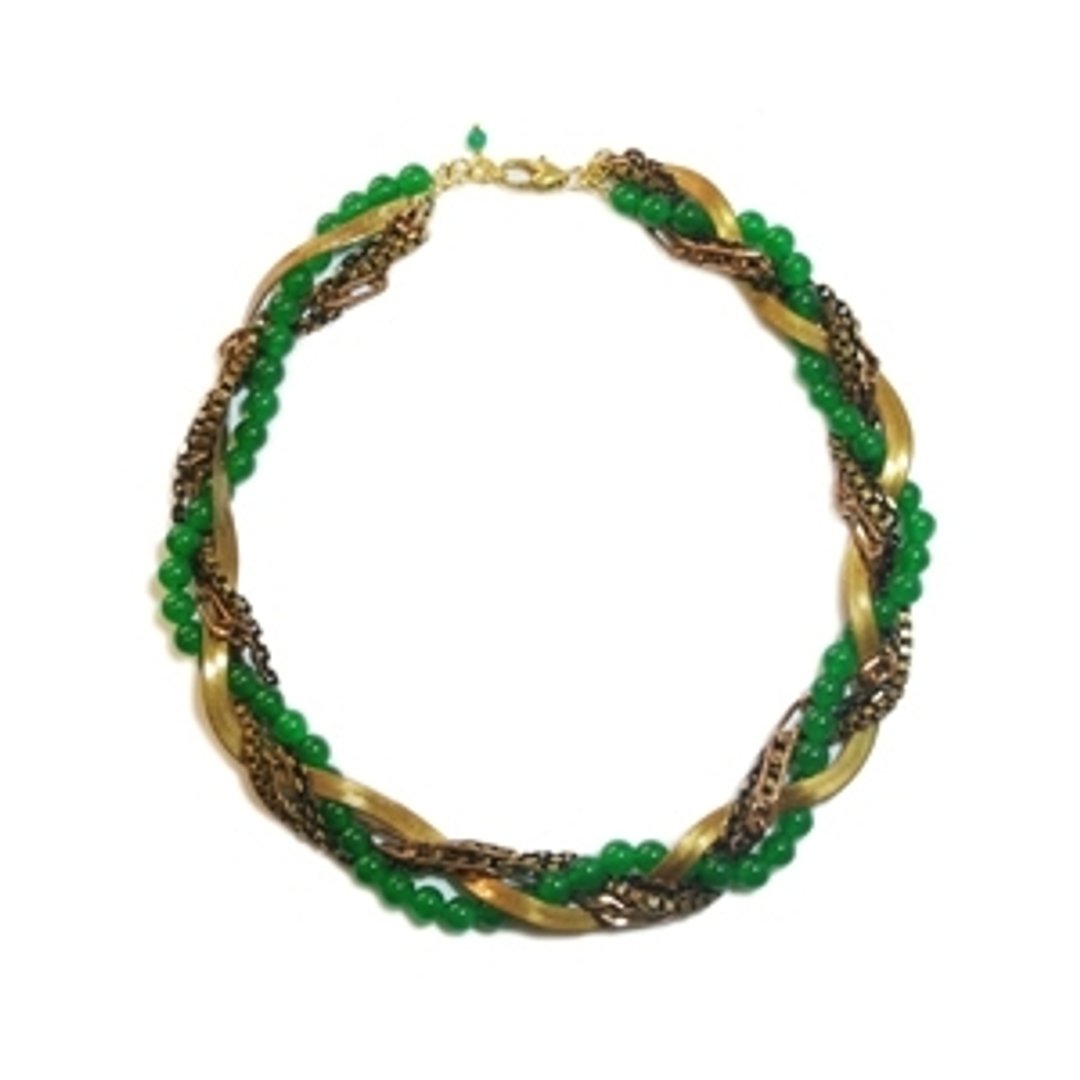翠绿玉髓编织项链 JADE ROYAL TWIST - 项链 - 宝石 