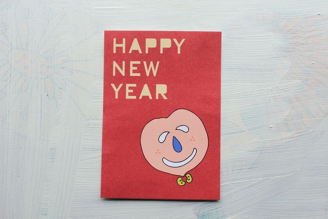 【ZhiZhiRen】波曼新年系列 - 插画明信片 (红) - 卡片/明信片 - 纸 红色