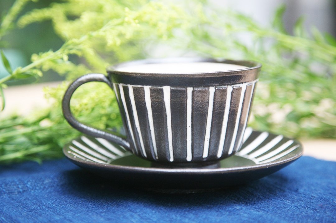 BLUT'S 深蓝白条纹杯盘组 - 茶具/茶杯 - 其他材质 蓝色