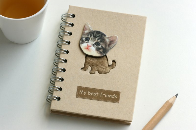 爱地球也爱动物笔记本- 再生纸笔记本- 乖乖小猫咪 - 笔记本/手帐 - 其他材质 咖啡色