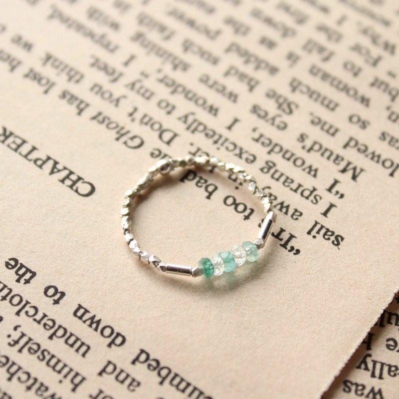 Journal(字母G - Gradient 细致软戒指)-纯银手作、祖母绿宝石、海蓝宝 - 戒指 - 其他材质 绿色