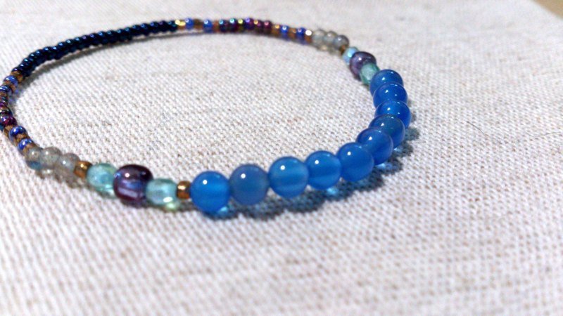 crystal in dearsharka || 蓝玛瑙 x 拉长石．静心蓝的个性蓝紫调 - 手链/手环 - 宝石 蓝色