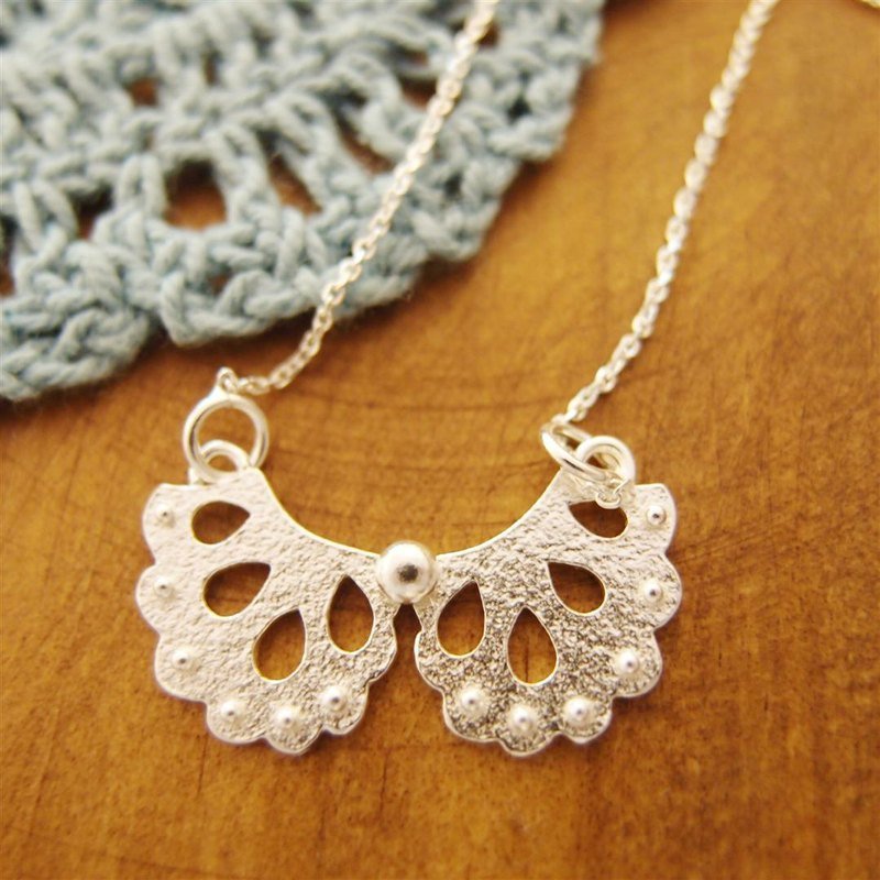 蕾丝衣领纯银项炼 - 项链 - 其他金属 白色