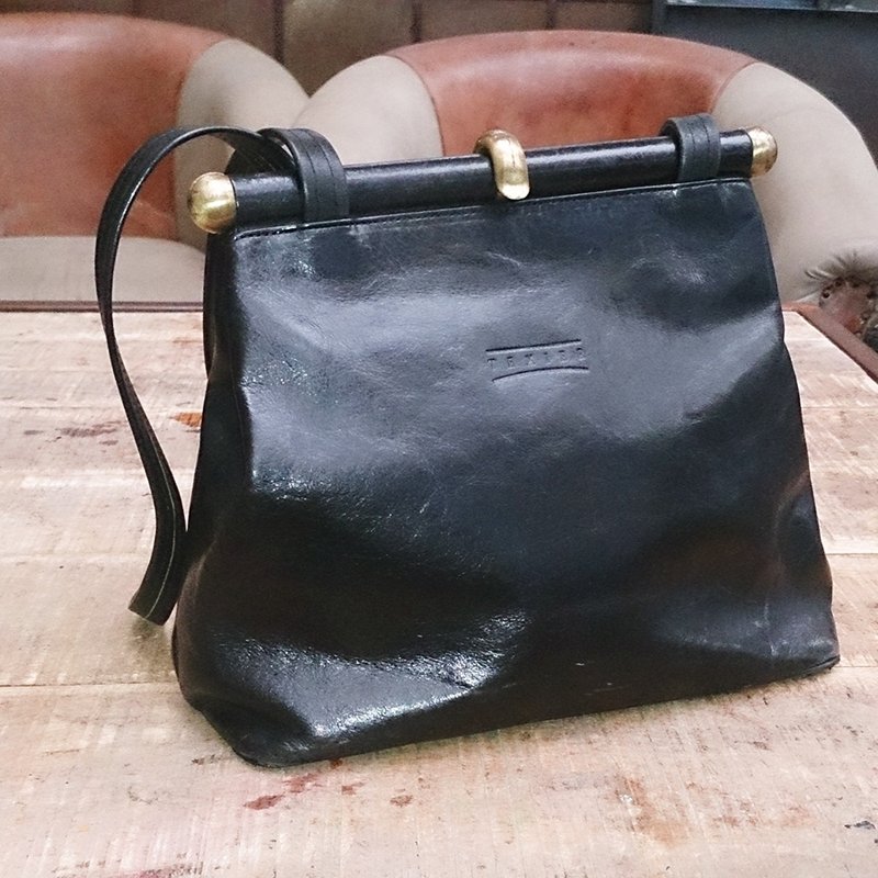 ShiKa//TEXIER法制古董肩背包 黄铜五金 - 侧背包/斜挎包 - 真皮 黑色